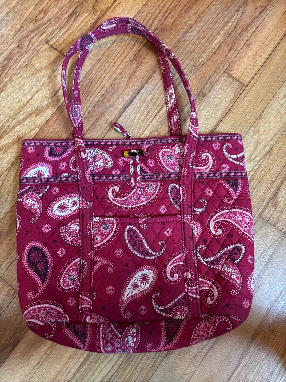 Quilted Paisley Vera Bradley Tote Bag in Burgundy